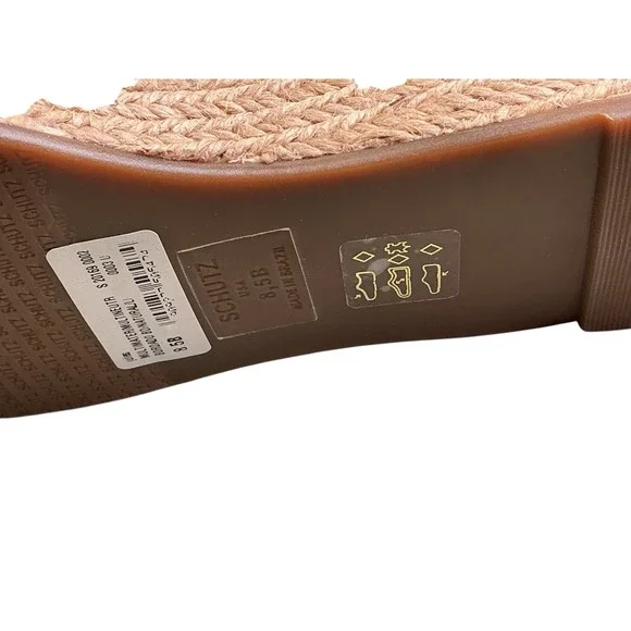 SCHUTZ Jules Woven Raffia Espadrille Lace Up Wedge Platform Shoes Size 8.5 - Picture 9 of 10